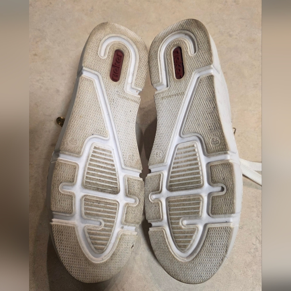 Rieker White Textured Sneakers with Gold Accents - Picture 7 of 8